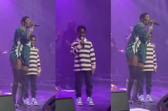 Tiwa Savage’s Son, Jamil Raps On Stage With His Mom At London Concert (Video)