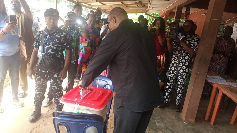 Anambra Elections: Peter Obi Seen Voting in Agulu