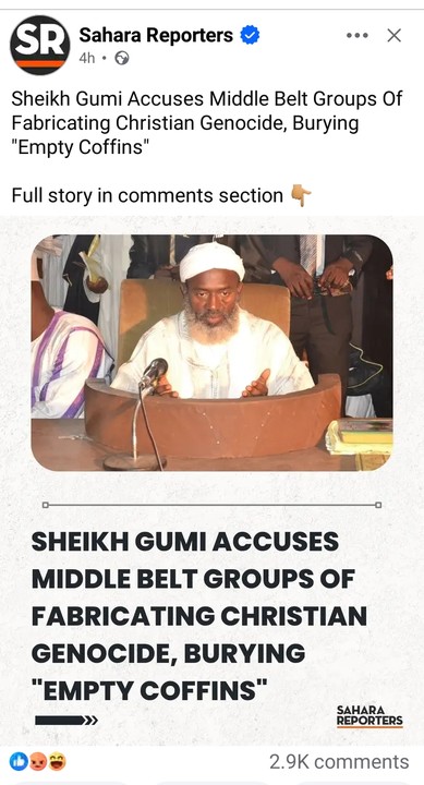 Sheikh Gumi: ‘Middle Belt Fabricates Christian Genocide, Buries Empty Coffins’