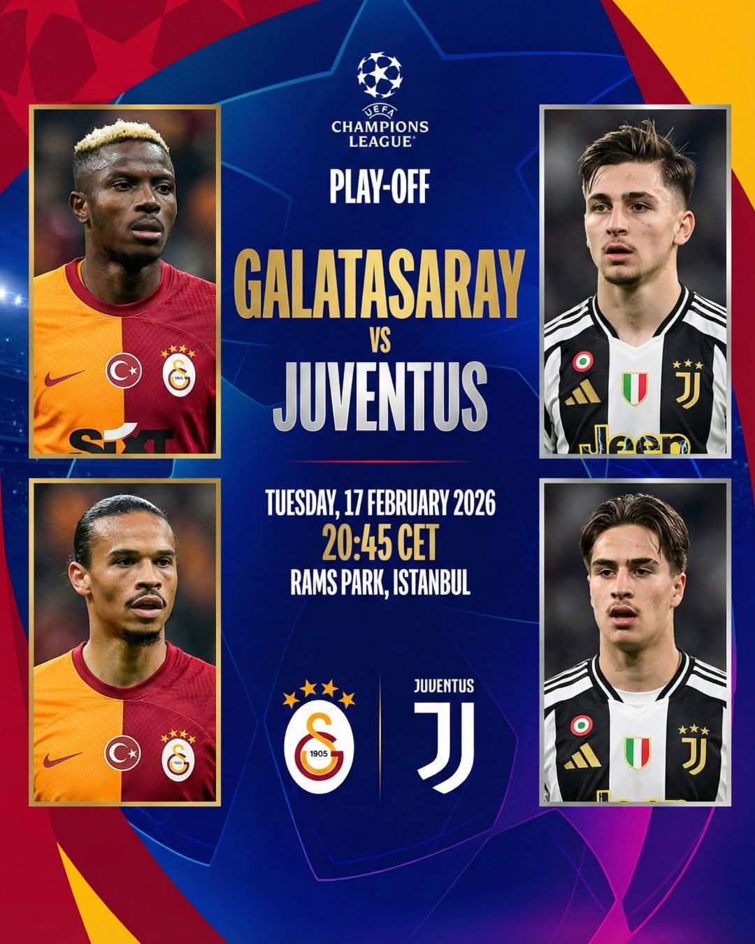 Champions League Fixture Tuesday 17th February 2026 – Galatasaray vs Juventus