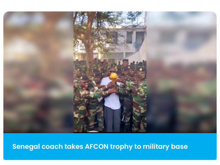 Senegal Coach Takes AFCON Trophy To Military Base