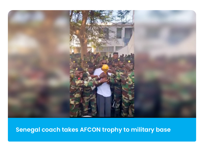 Senegal Coach Takes AFCON Trophy To Military Base