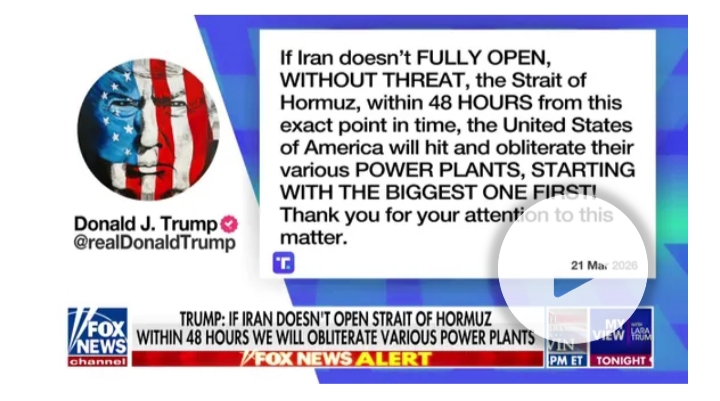 Trump Gives Iran 48-hour Ultimatum To Reopen Strait Of Hormuz Or Face Strikes